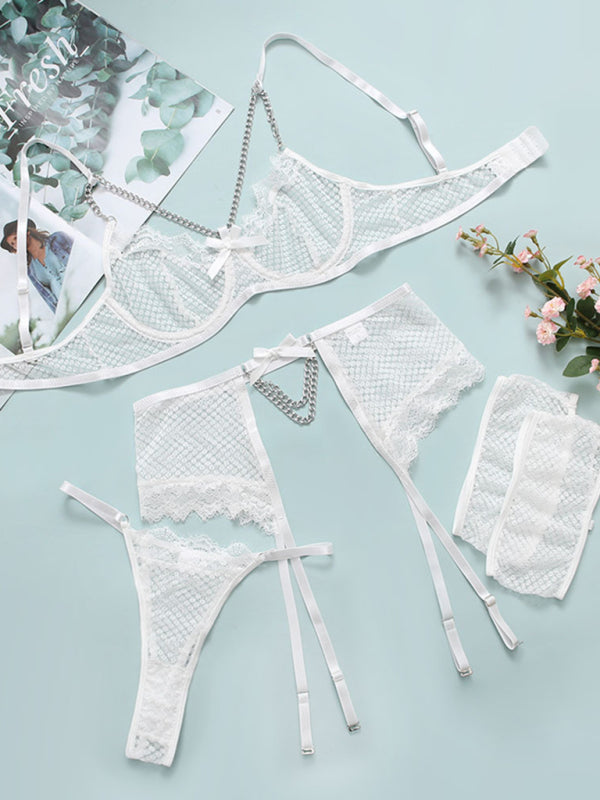 Blue Zone Planet | Women's Sexy Lace Mesh Perspective Sexy Lingerie Set kakaclo