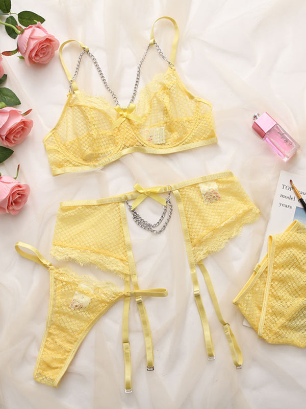 Blue Zone Planet | Women's Sexy Lace Mesh Perspective Sexy Lingerie Set kakaclo