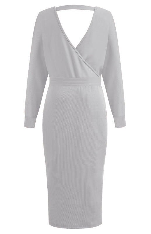 Blue Zone Planet | V-Neck Lace-Up Long-Sleeved Dress BLUE ZONE PLANET