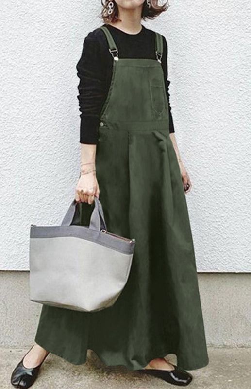 Blue Zone Planet | Popular Solid Color Leisure Long Spaghetti Strap Skirt BLUE ZONE PLANET