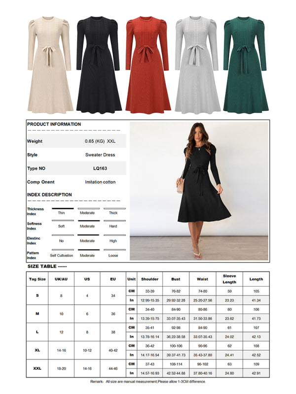 Long Sleeve Cable Knit Sweater Dresses BLUE ZONE PLANET