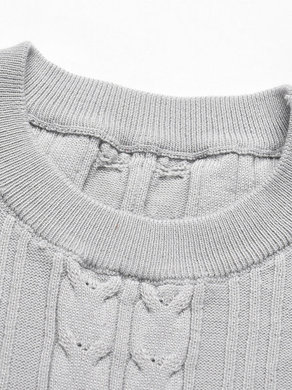 Long Sleeve Cable Knit Sweater Dresses BLUE ZONE PLANET
