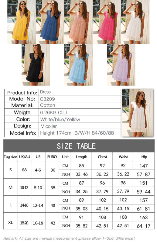 Blue Zone Planet | V-Neck Short-Sleeved Lace Midi Dress BLUE ZONE PLANET