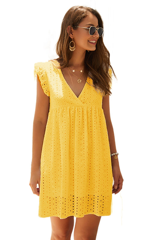 Blue Zone Planet | V-Neck Short-Sleeved Lace Midi Dress BLUE ZONE PLANET