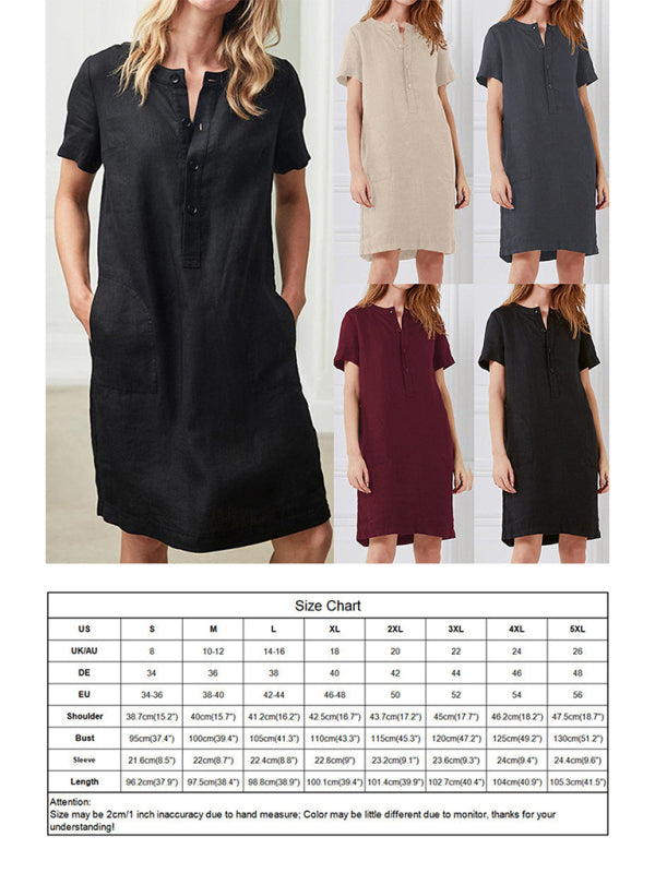 Blue Zone Planet | Fashion Loose V-Neck Medium Length Dress kakaclo