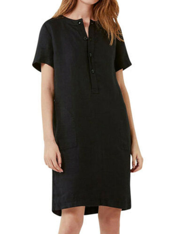 Blue Zone Planet | Fashion Loose V-Neck Medium Length Dress kakaclo