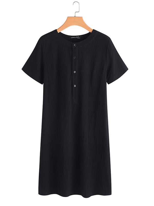 Blue Zone Planet | Fashion Loose V-Neck Medium Length Dress kakaclo
