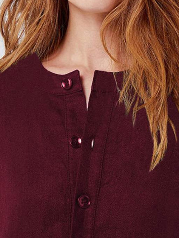 Blue Zone Planet | Fashion Loose V-Neck Medium Length Dress kakaclo