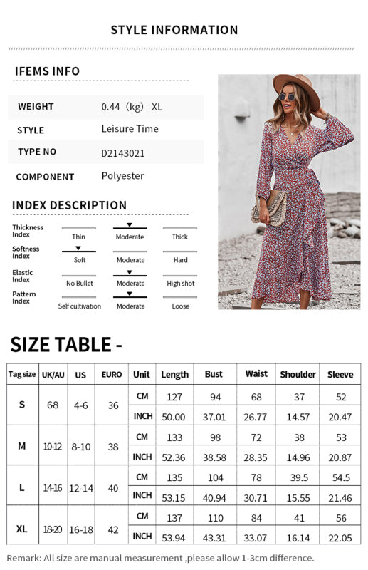 Floral Wrapped Chest Lace Up Dress Holiday Style Dress BLUE ZONE PLANET