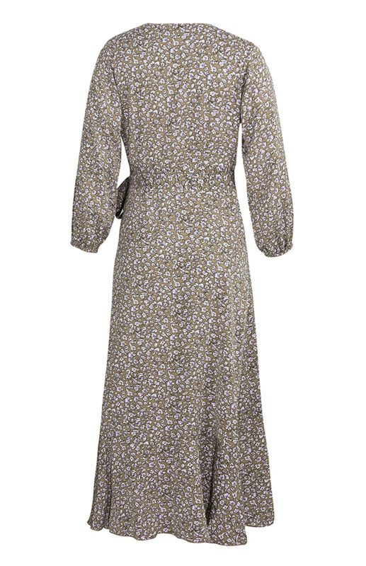 Floral Wrapped Chest Lace Up Dress Holiday Style Dress BLUE ZONE PLANET