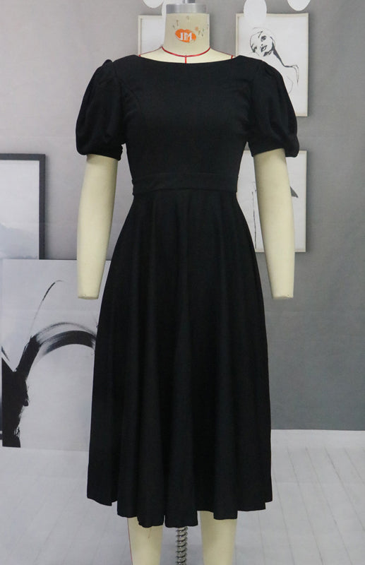 Blue Zone Planet |  Fashion Solid Color Slim Fit Sexy Big Swing Dress kakaclo