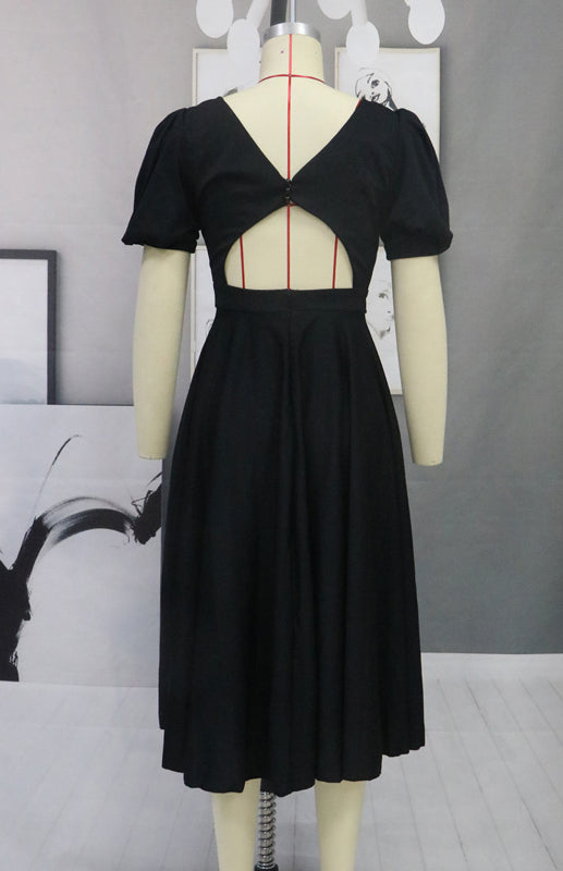 Blue Zone Planet |  Fashion Solid Color Slim Fit Sexy Big Swing Dress kakaclo