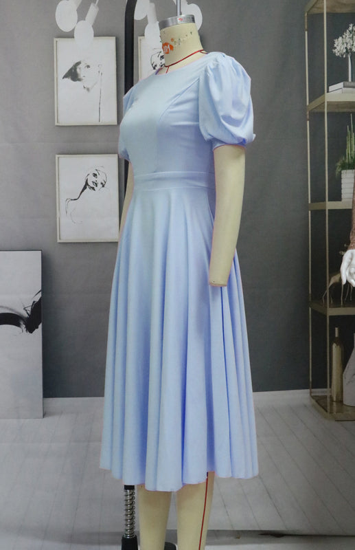 Blue Zone Planet |  Fashion Solid Color Slim Fit Sexy Big Swing Dress kakaclo