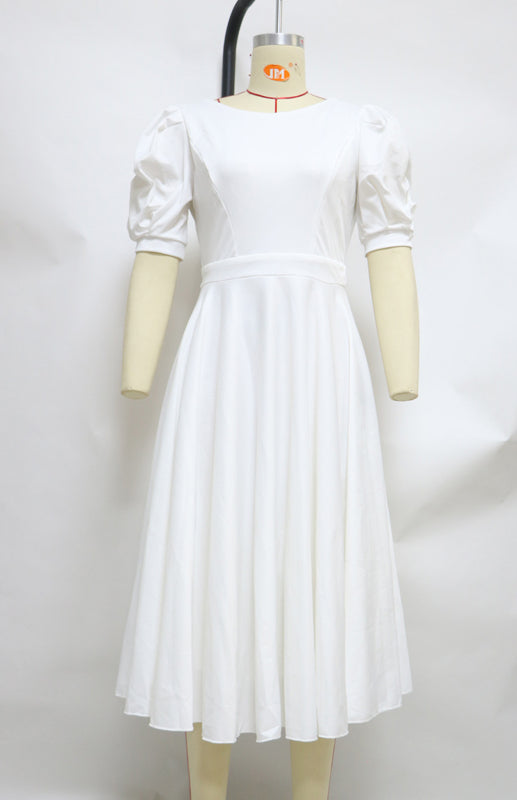 Blue Zone Planet |  Fashion Solid Color Slim Fit Sexy Big Swing Dress kakaclo