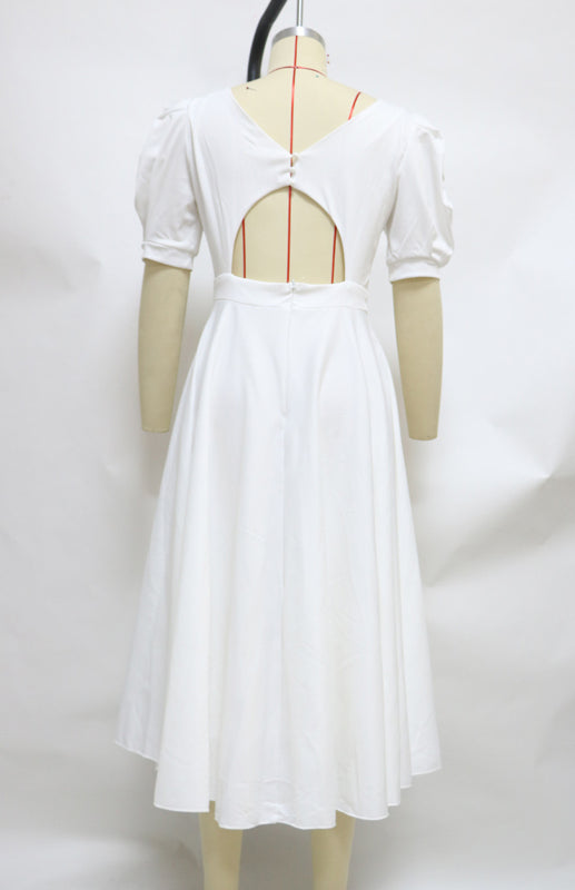 Blue Zone Planet |  Fashion Solid Color Slim Fit Sexy Big Swing Dress kakaclo