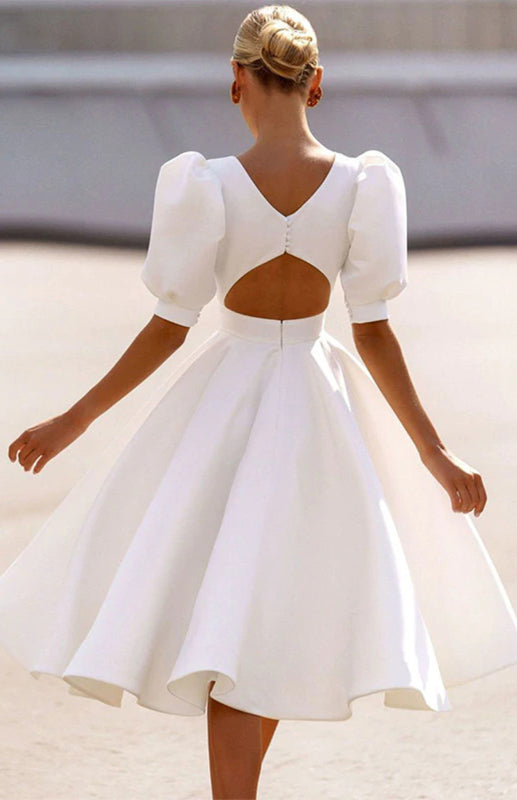 Blue Zone Planet |  Fashion Solid Color Slim Fit Sexy Big Swing Dress kakaclo