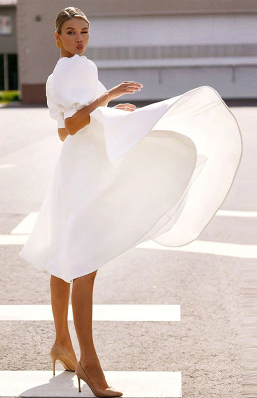 Blue Zone Planet |  Fashion Solid Color Slim Fit Sexy Big Swing Dress kakaclo