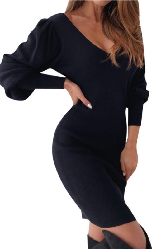 Backless Hollow Lace V-Neck Waist Dres BLUE ZONE PLANET
