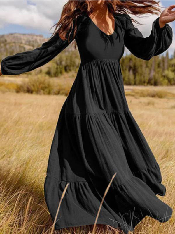 Blue Zone Planet | Autumn Temperament Women'S Large Swing Dress kakaclo