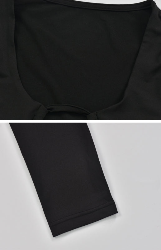 Hollowed-Out Lace-Up Long Sleeve V-Neck Blouse Sexy Women'S T-Shirt kakaclo