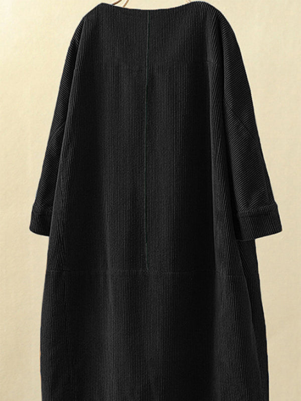 Blue Zone Planet | Autumn And Winter Corduroy Retro Solid Dress BLUE ZONE PLANET