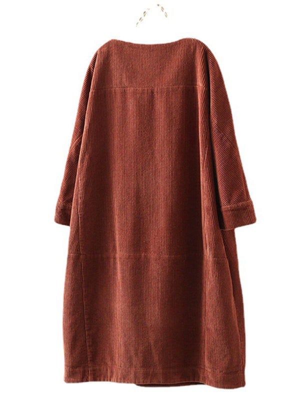 Blue Zone Planet | Autumn And Winter Corduroy Retro Solid Dress BLUE ZONE PLANET