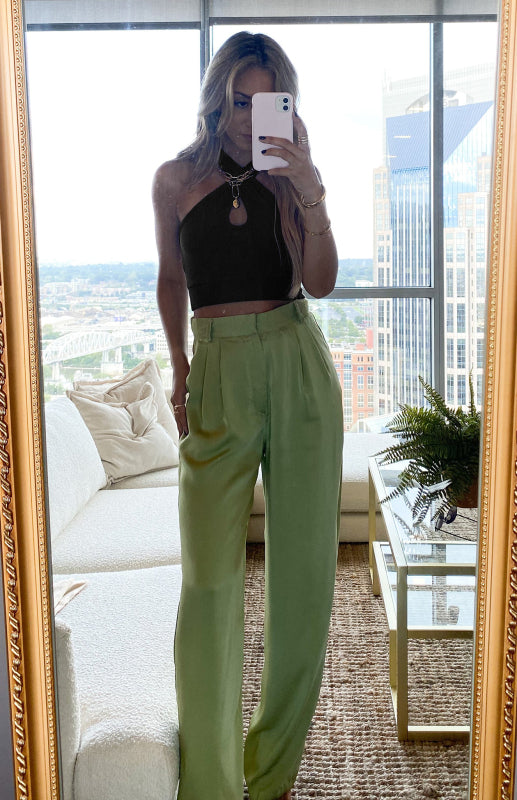 Ava's Solid Color Halter Tank Top BLUE ZONE PLANET