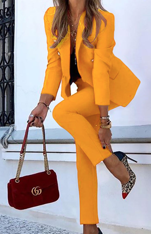 Blue Zone Planet | Alex's Solid Color Two-Piece Office Pants and Jacket Suit BLUE ZONE PLANET