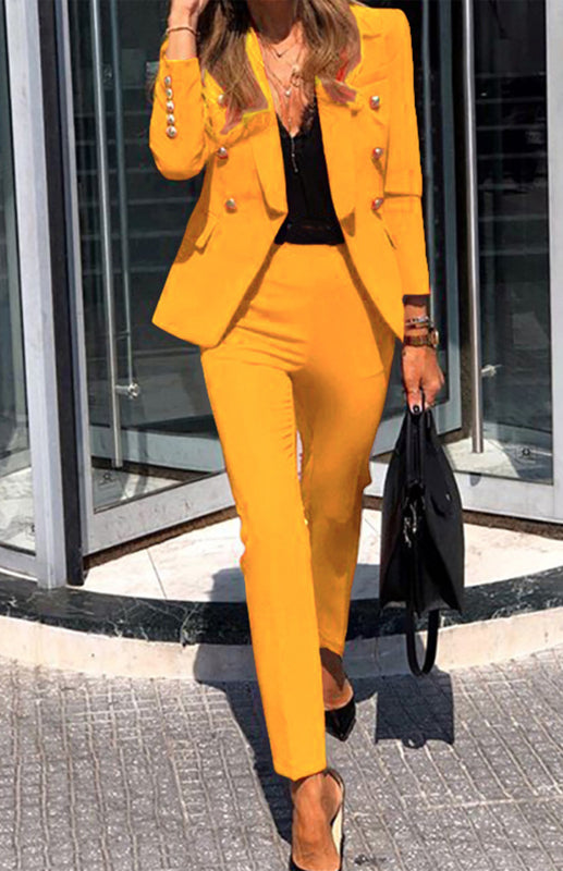 Blue Zone Planet | Alex's Solid Color Two-Piece Office Pants and Jacket Suit BLUE ZONE PLANET