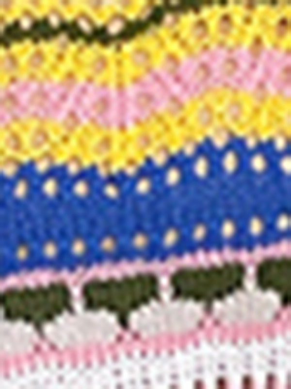 Women'S Rainbow Stripe Pullover Medium Length Sweater BLUE ZONE PLANET