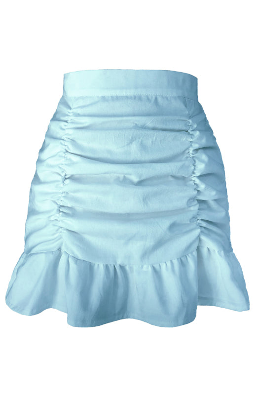Blue Zone Planet | Pleated Ruffle High-Waisted Hip Fishtail Half-Body Mini Skirt BLUE ZONE PLANET