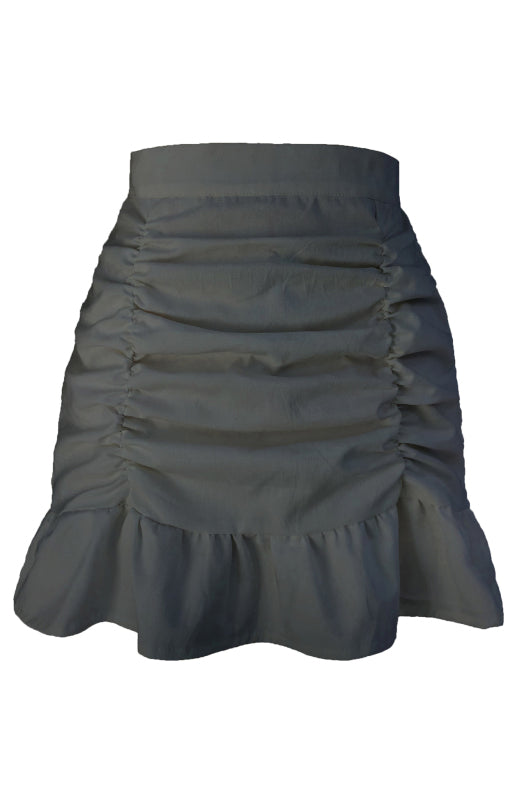 Blue Zone Planet | Pleated Ruffle High-Waisted Hip Fishtail Half-Body Mini Skirt BLUE ZONE PLANET