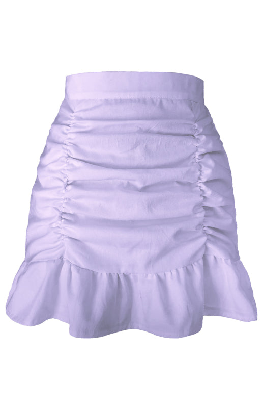 Blue Zone Planet | Pleated Ruffle High-Waisted Hip Fishtail Half-Body Mini Skirt BLUE ZONE PLANET