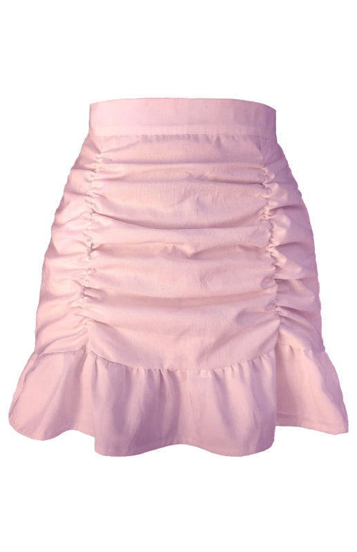 Blue Zone Planet | Pleated Ruffle High-Waisted Hip Fishtail Half-Body Mini Skirt BLUE ZONE PLANET