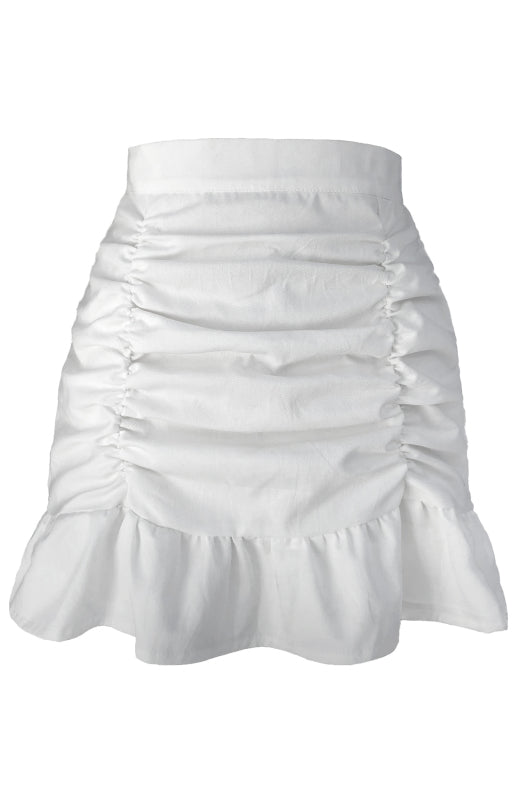 Blue Zone Planet | Pleated Ruffle High-Waisted Hip Fishtail Half-Body Mini Skirt BLUE ZONE PLANET