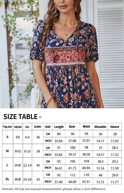 Lilly's Bohemian Print Vacation Midi Dress BLUE ZONE PLANET