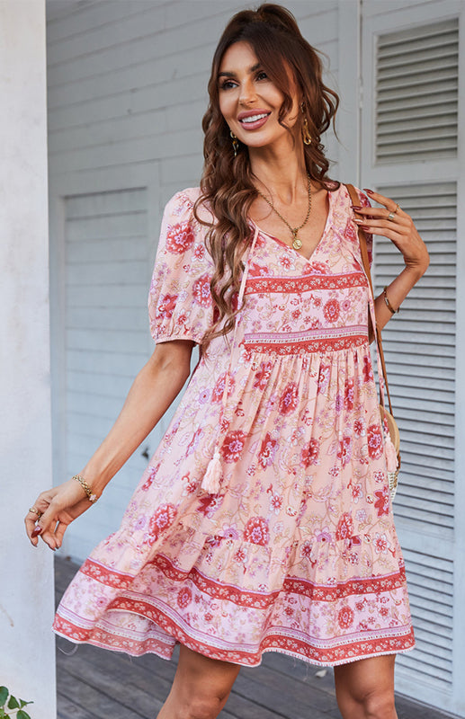 Lilly's Bohemian Print Vacation Midi Dress BLUE ZONE PLANET