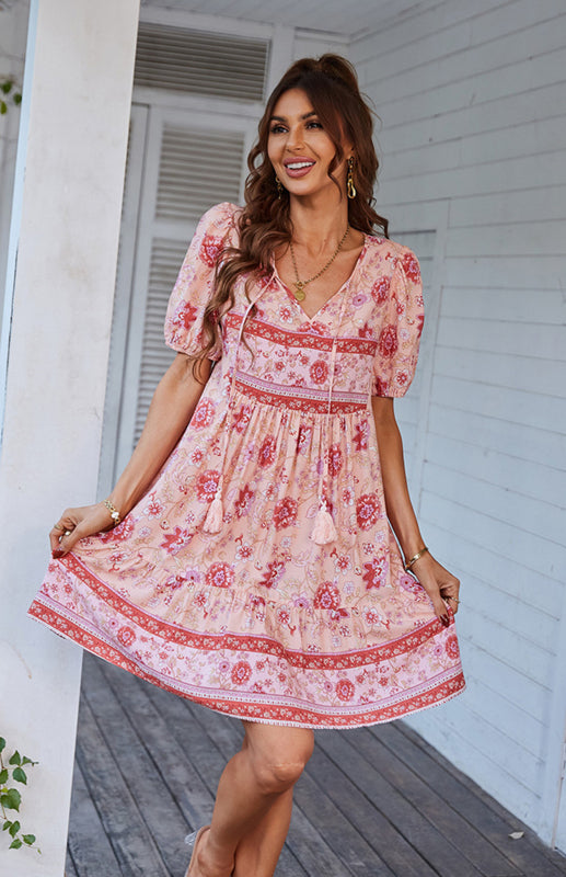 Lilly's Bohemian Print Vacation Midi Dress BLUE ZONE PLANET