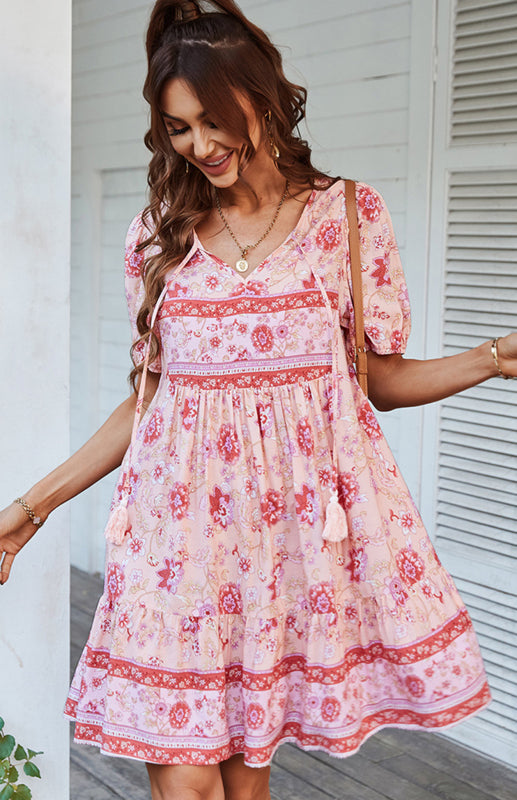 Lilly's Bohemian Print Vacation Midi Dress BLUE ZONE PLANET