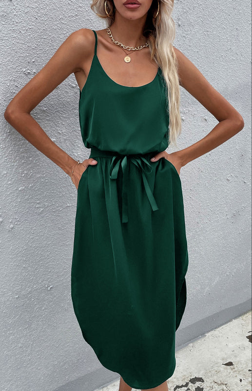 Blue Zone Planet |  Women'S Solid Color Package Hip Slit Dress kakaclo