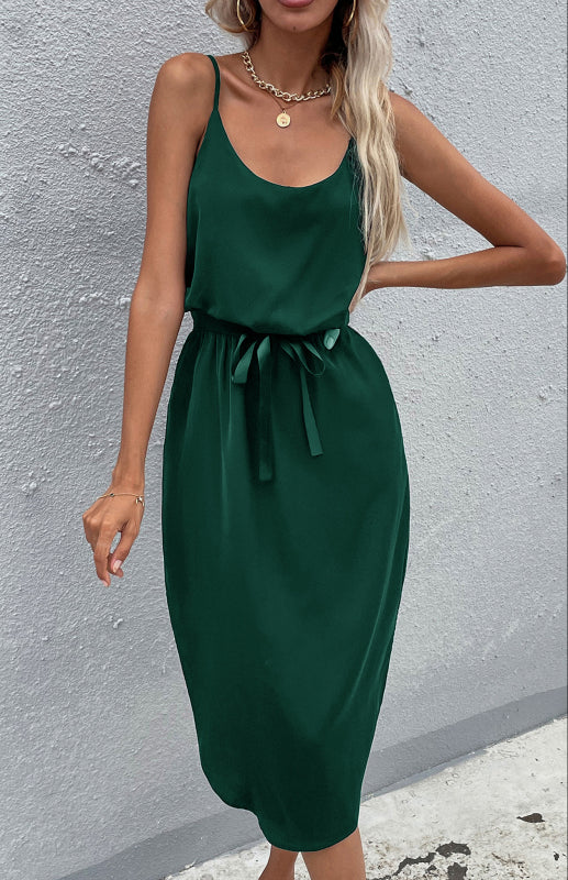 Blue Zone Planet |  Women'S Solid Color Package Hip Slit Dress kakaclo