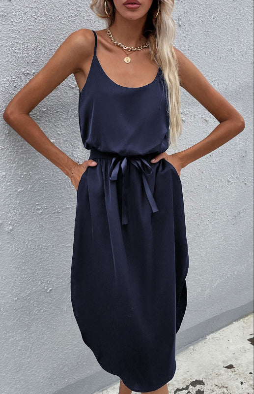 Blue Zone Planet |  Women'S Solid Color Package Hip Slit Dress kakaclo