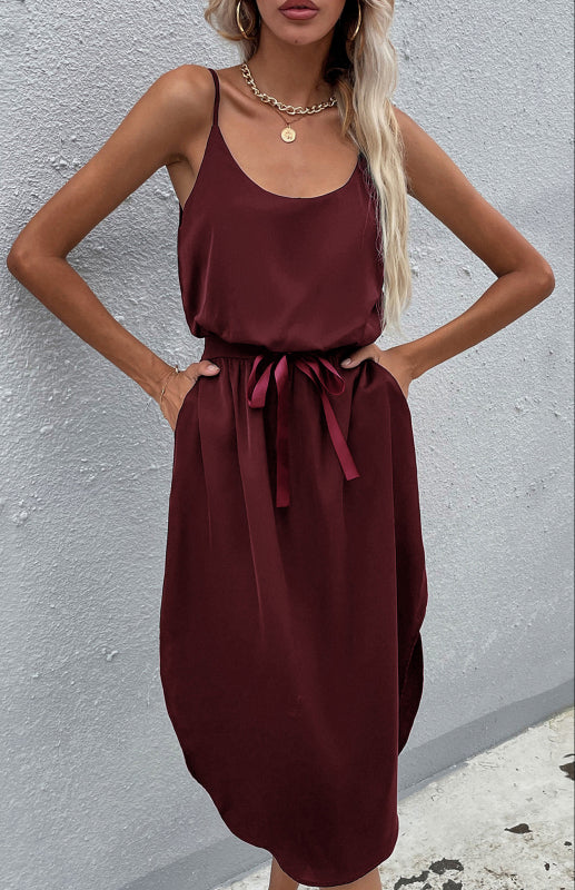 Blue Zone Planet |  Women'S Solid Color Package Hip Slit Dress kakaclo