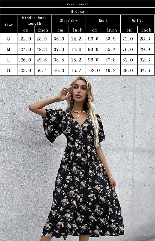 Blue Zone Planet | Women'S Short Sleeve Printed V-Neck Midi Dress BLUE ZONE PLANET