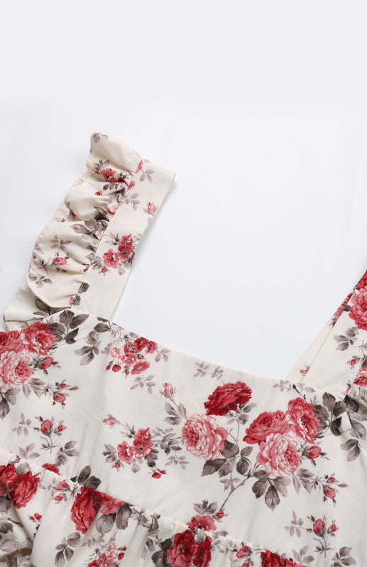 Blue Zone Planet | Ladies Chiffon Print Ruffle Slip Dress kakaclo