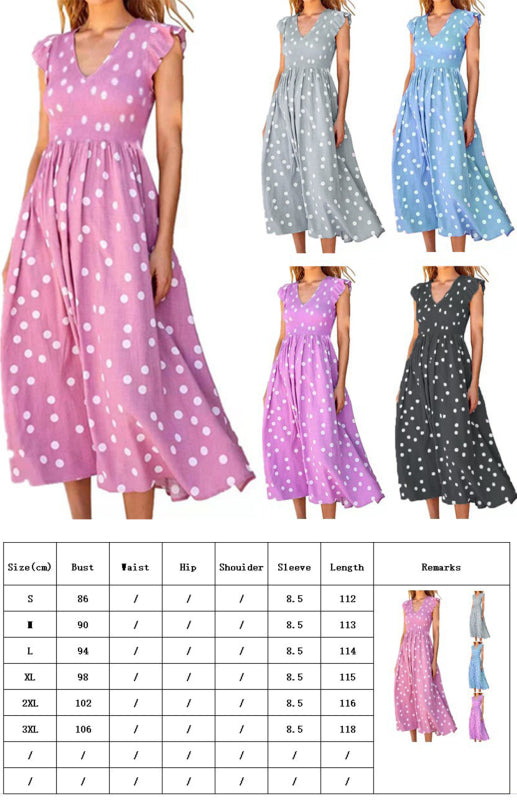 Blue Zone Planet | Ladies waist-length polka-dot print dress kakaclo