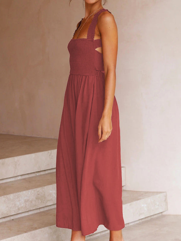 Blue Zone Planet |  Ava's Backless Cross Tie Ribbon Solid Color Maxi Sling Dress kakaclo