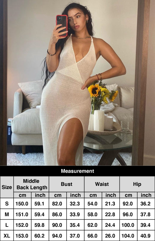Blue Zone Planet | V-neck Open-back Strappy See-through Spaghetti Strap Maxi Dress BLUE ZONE PLANET