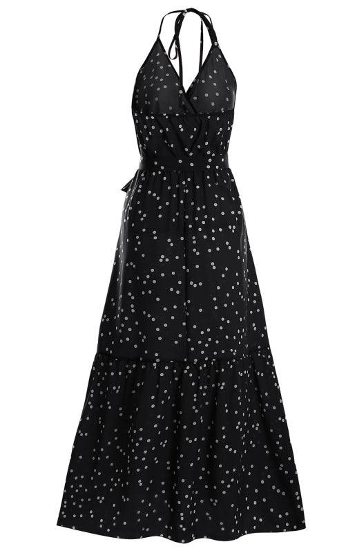 Blue Zone Planet | V Neck Sling Polka Dot Maxi Dress BLUE ZONE PLANET