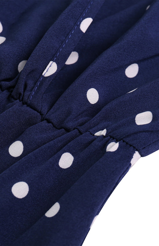Blue Zone Planet | V Neck Sling Polka Dot Maxi Dress BLUE ZONE PLANET